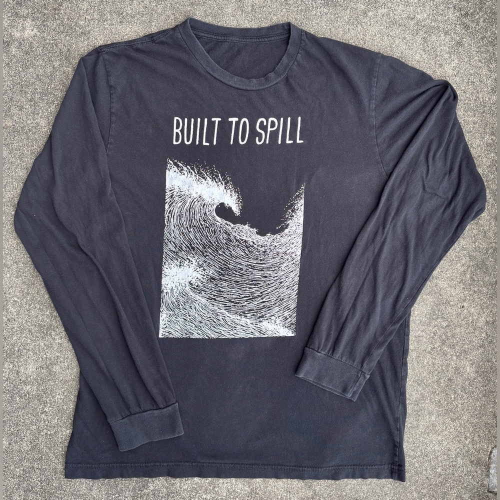 Built to Spill Wave Graphic Long Sleeve Shirt - Black, Pre-owned